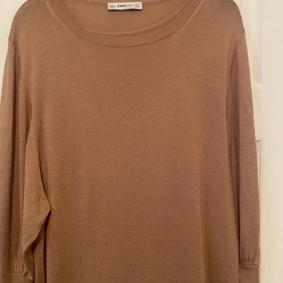 Zara Woman Tan midi three quarter sleeve knit dress size M - Picture 3 of 13